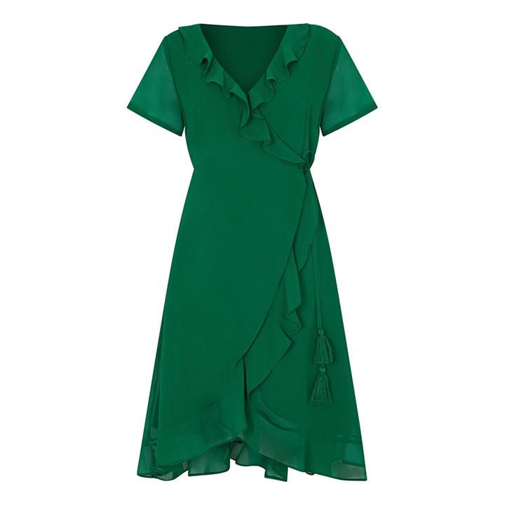 Yumi Women's Green Frill Wrap Dress Yumi Women's Green Frill Wrap Dress