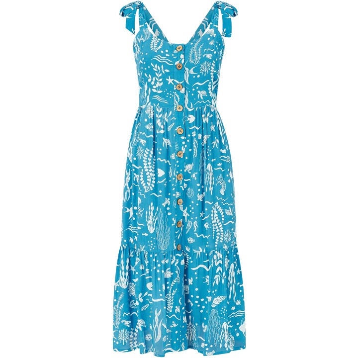 Yumi Women's Blue Sealife Print Slip Dress Yumi Women's Blue Sealife Print Slip Dress