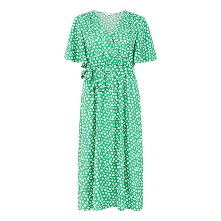 YUMI YUMI GREEN DAISY PRINT WRAP DRESS