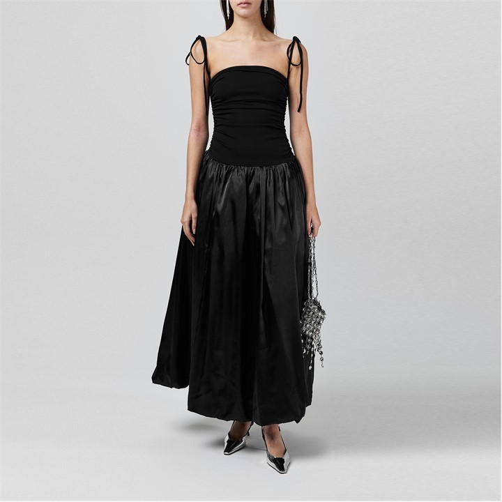 AmyLynn Women's Alexa Satin Tie Peplum Dress - Black