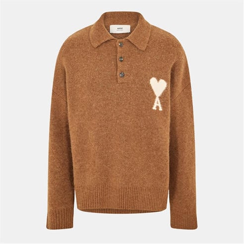 AMI PARIS - Men's ADC Knitted Long Sleeve Polo Shirt