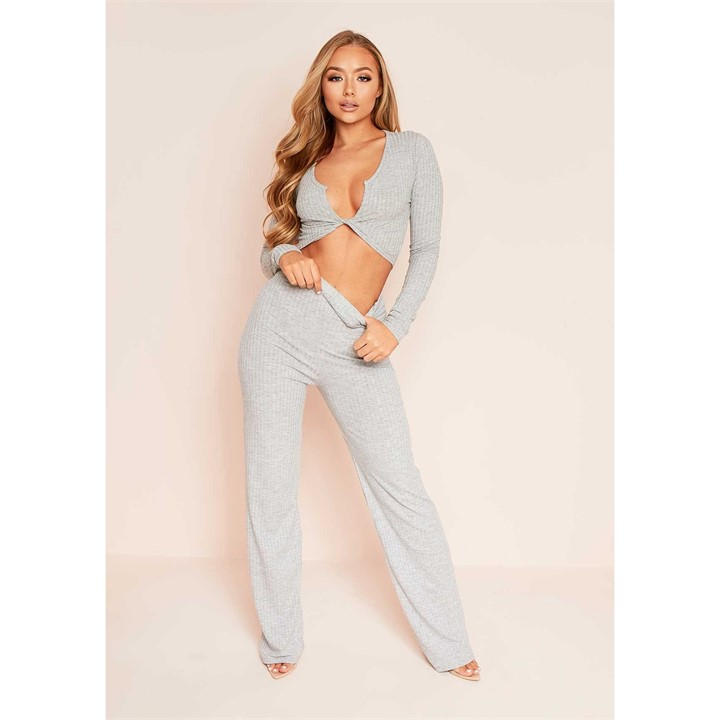 MISSY EMPIRE & MATCH RIBBED TWIST FRONT CROP TO