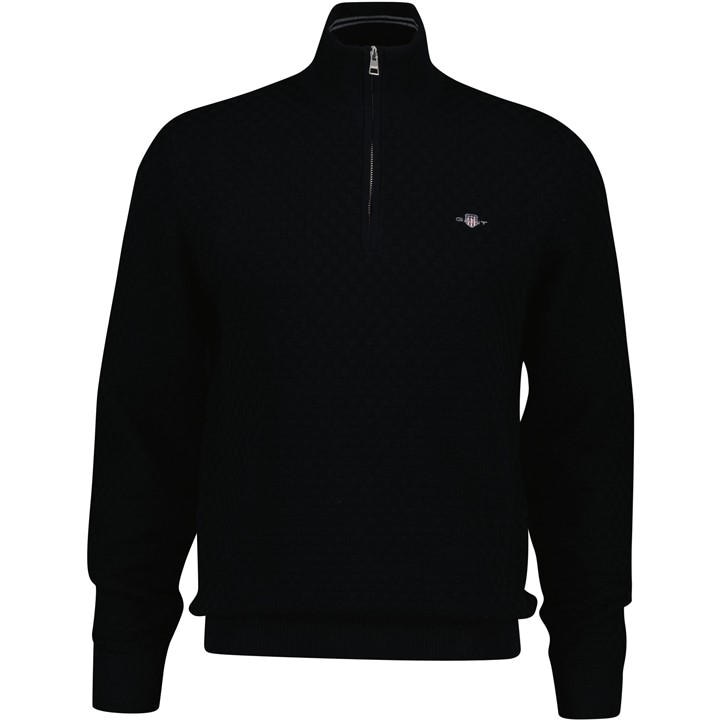 Gant Men's Black Shield Half Zip Jumper 2XL