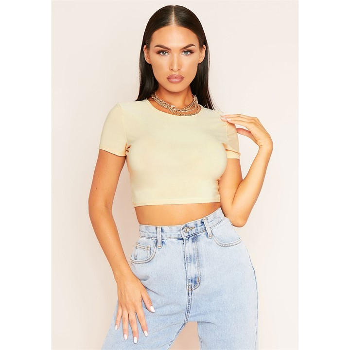 MISSY EMPIRE SLEEVE SMOOTH CROPPED T-SHIRT