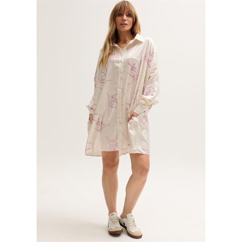 Lily and Lionel - Kristy Button Down Large Floral Shirtdress In Cream