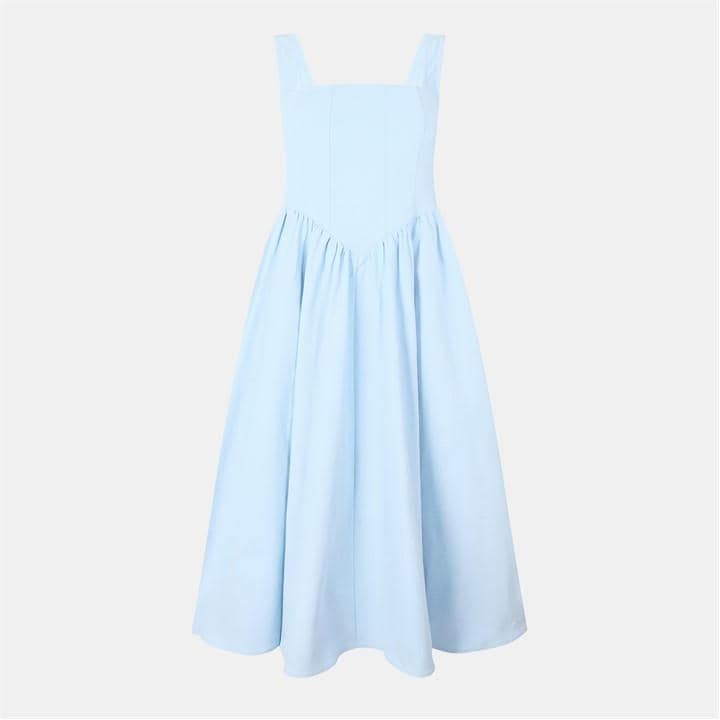 Lily and Lionel Hayley Corset Inspired Josephine Print Midi Dress In Cream - Blue