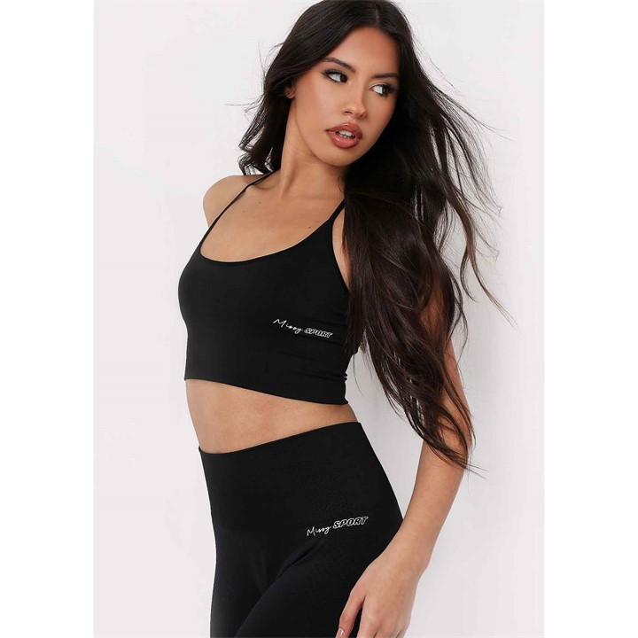 MISSY EMPIRE SPORT CROSS STRAP SEAMLESS GYM CROP TO