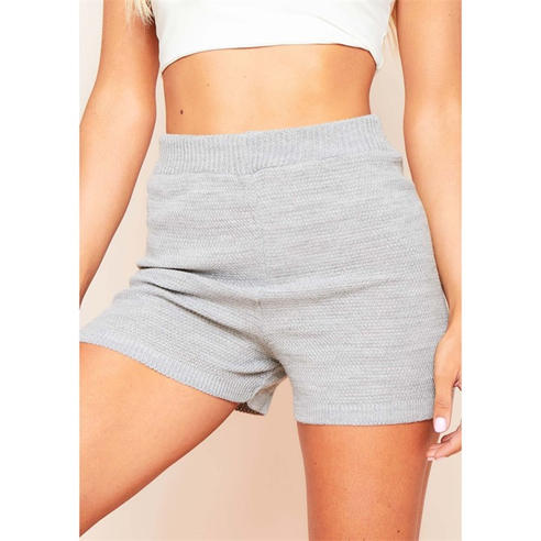 Missy Empire - High Waisted Ribbed Knitted Casual Shorts