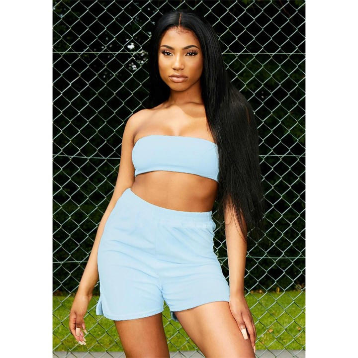 Missy Empire Women's Blue Bandeau Crop Top Size 8