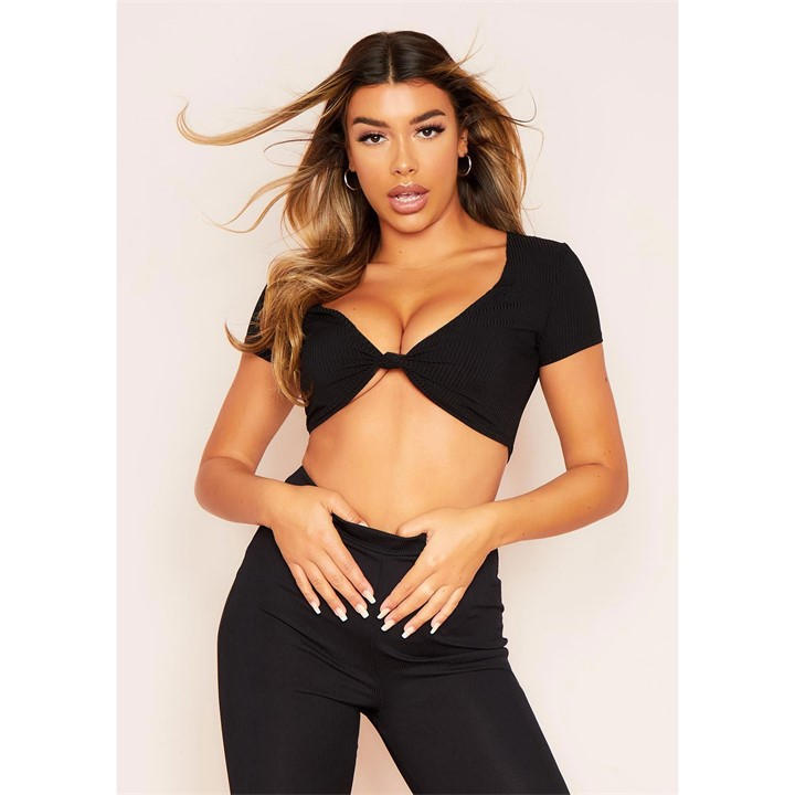 MISSY EMPIRE KNOT FRONT CAP SLEEVE CROP TO