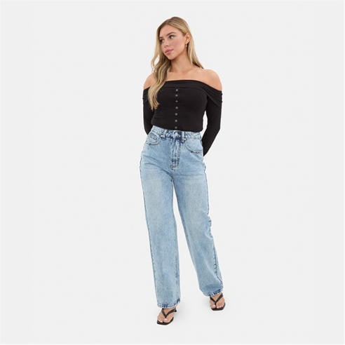 I Saw It First - Popper Front Bardot Top