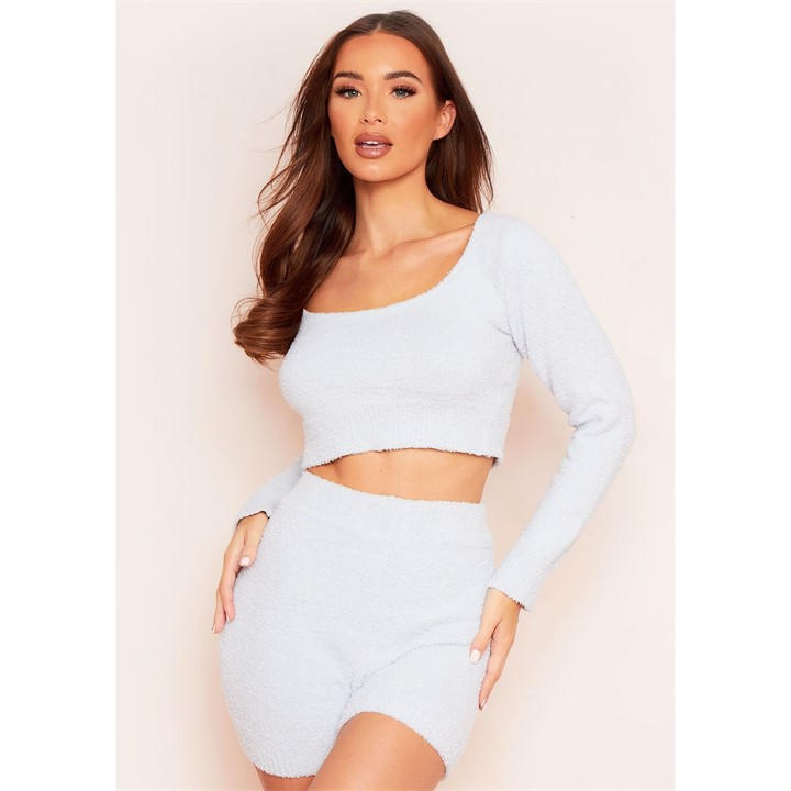 MISSY EMPIRE BORG SCOOP NECK CROP TO