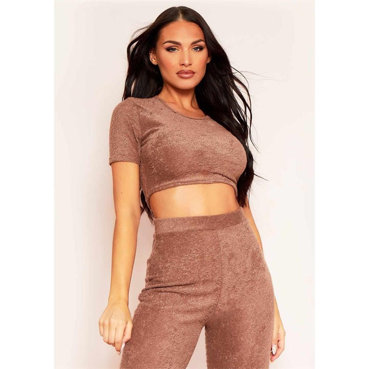 MISSY EMPIRE TOWELLING CAP SLEEVE CROP TO
