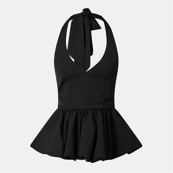 Odd Muse The Ultimate Muse Polka Dot Peplum Top In Black