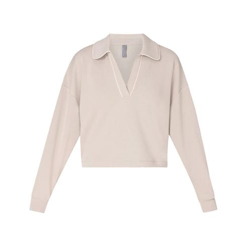 SWEATY BETTY - Women's Sand Henley Cropped Sweatshirt