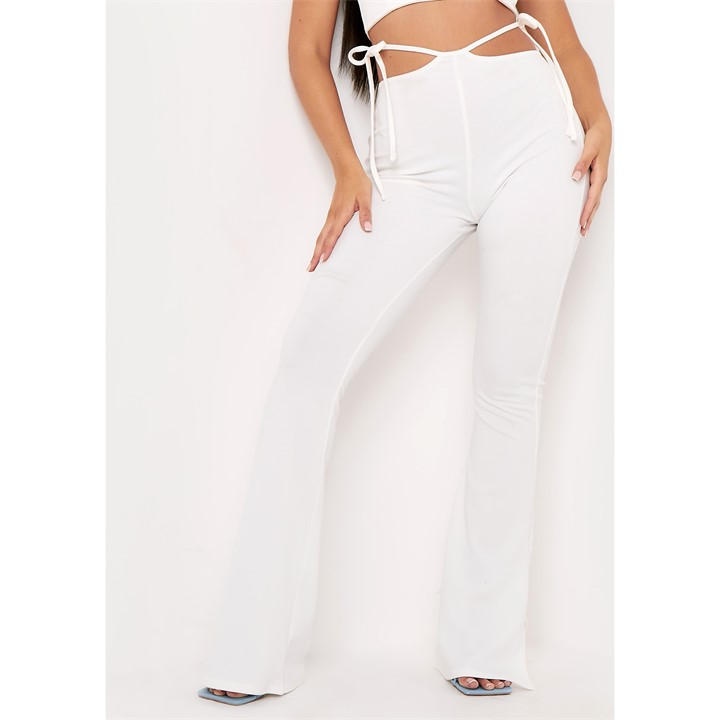 Missy Empire Side Strap Detail Cut Out Flared Trou