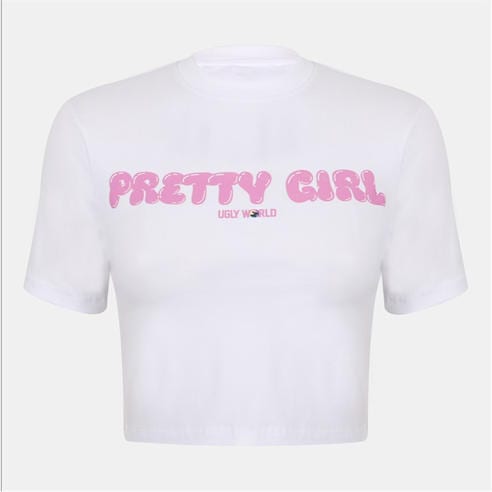 PRETTY BOY UGLY WORLD - Women's Cotton Short Sleeve Slim Fit Baby Tee