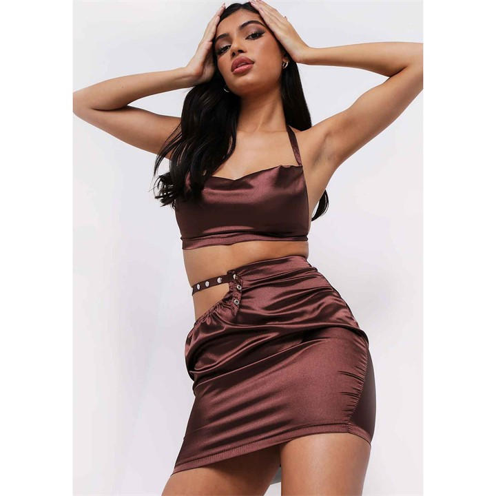Missy Empire Metal Strap Skirt - Brown