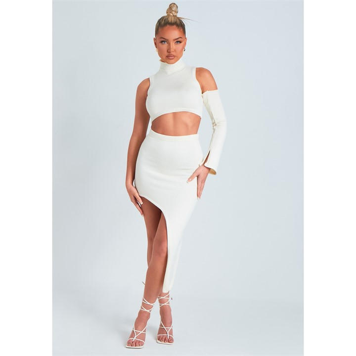 MISSY EMPIRE SPLIT KNITTED MIDI SKIRT