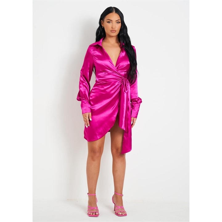 MISSY EMPIRE TIE WAIST WRAP PLUNGE MINI D