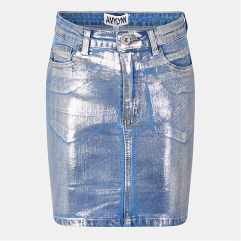 AmyLynn - Women's Metallic Mini Denim Skirt