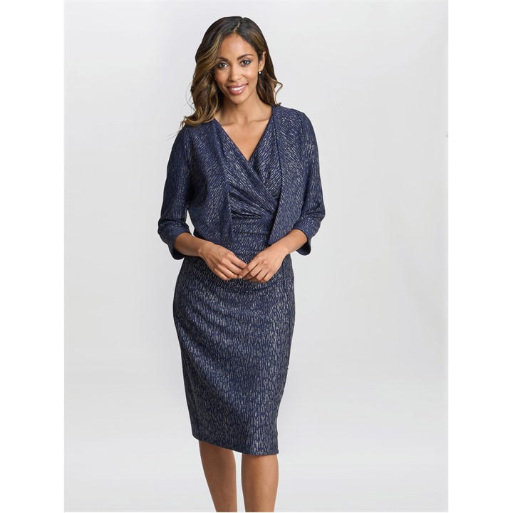 Gina Bacconi Miriam V-Neck Dress And Jacket Set - Black