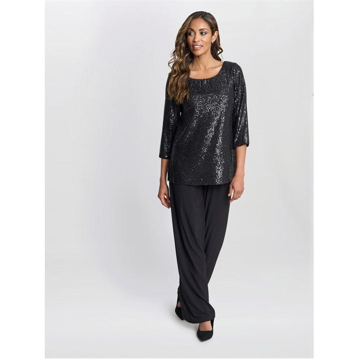 Gina Bacconi Women's Flora Sequin Tunic Blouse - Black