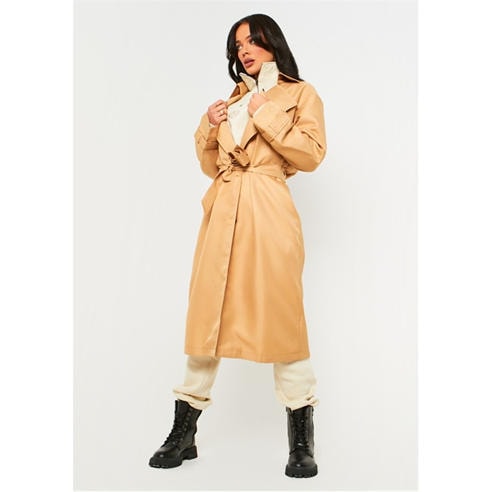 Missy Empire - Women's Classic Longline Tie Waist Belt Trench Coat