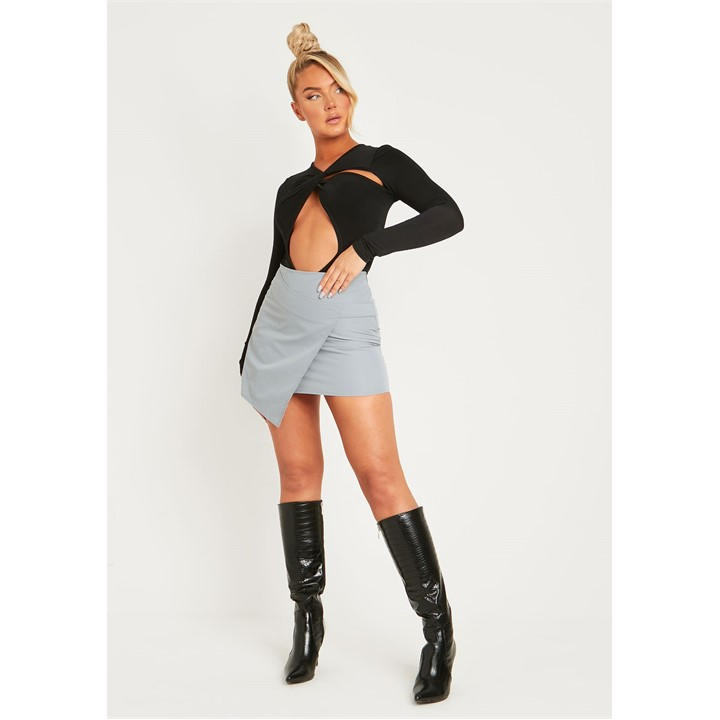 Missy Empire Women's Grey Tailor Mini Skirt Size 8