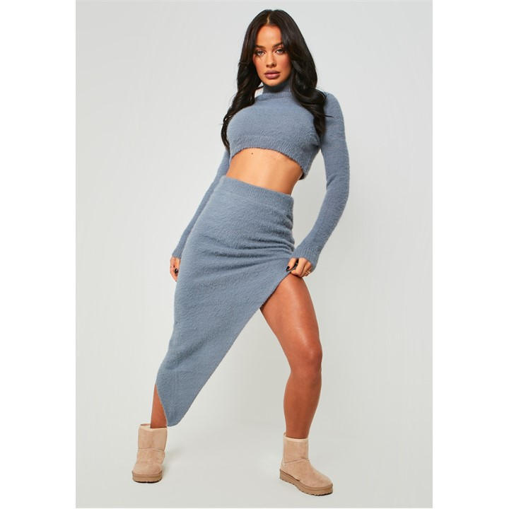 MISSY EMPIRE KNIT SIDE SPLIT MIDI SKIRT