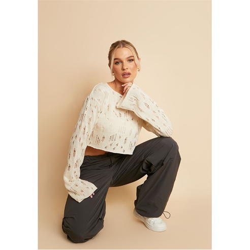 Missy Empire - Distressed Effect Cropped Jumper