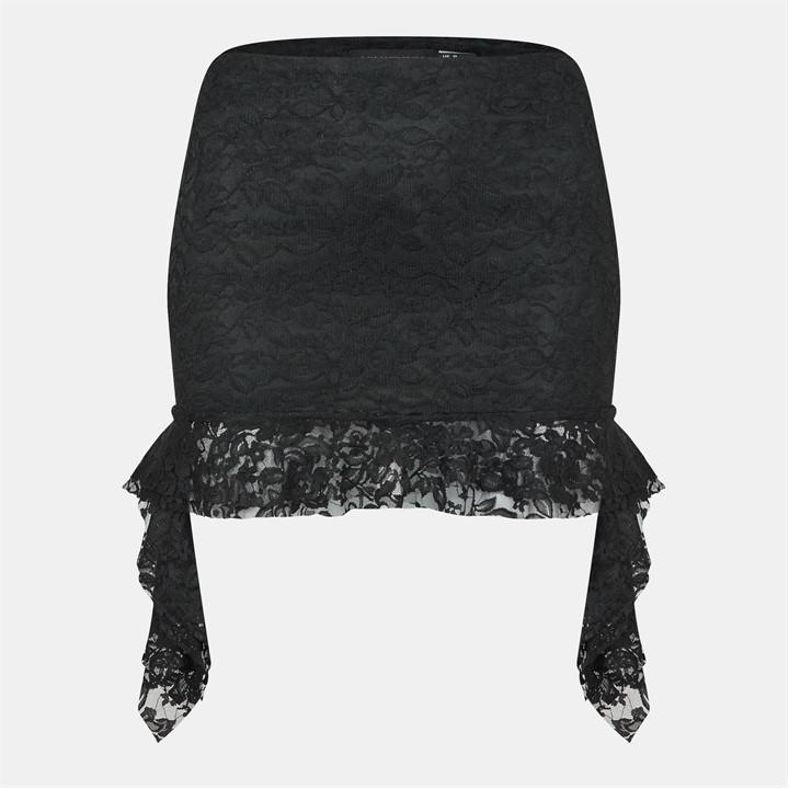 MISSY EMPIRE LACE FRILL MINI SKIRT
