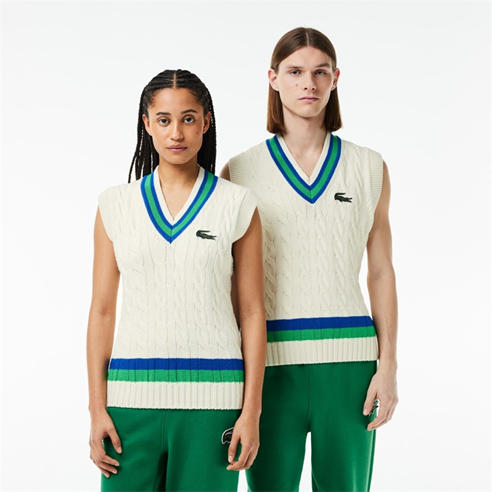 Lacoste - Men's V-Neck Cable Knit Sweater Vest