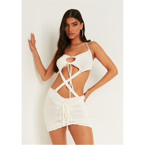 Missy Empire - Knitted Cut Out Halter Mini Dress