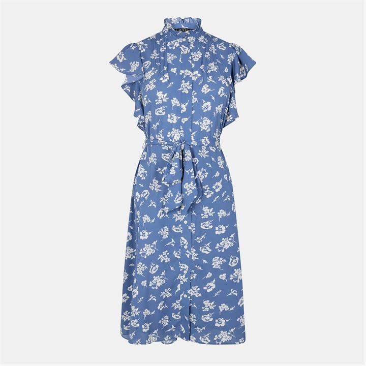 Lauren by Ralph Lauren Floral Belted Dress - Blue