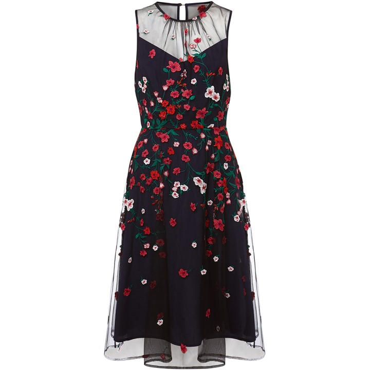 Phase Eight Sloane Mesh Ditsy Floral Dress - Blue