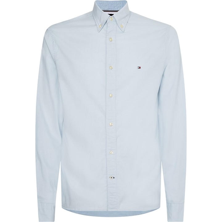 Tommy Hilfiger Men's Blue Core 1985 Long Sleeve Oxford Shirt Large