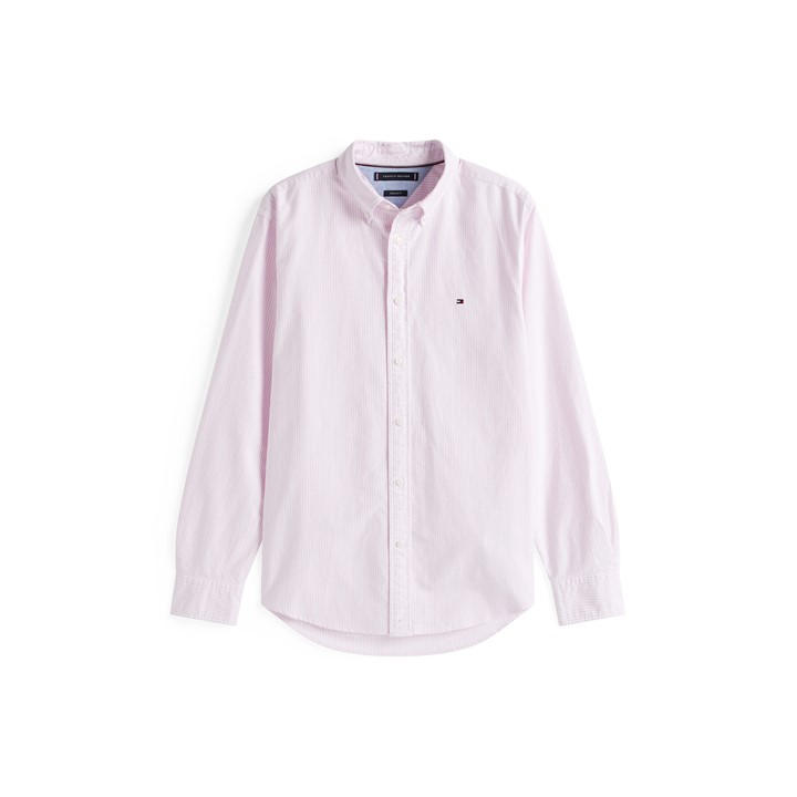Tommy Hilfiger Men's Pink Core 1985 Flex Oxford Stripe Shirt 2XL