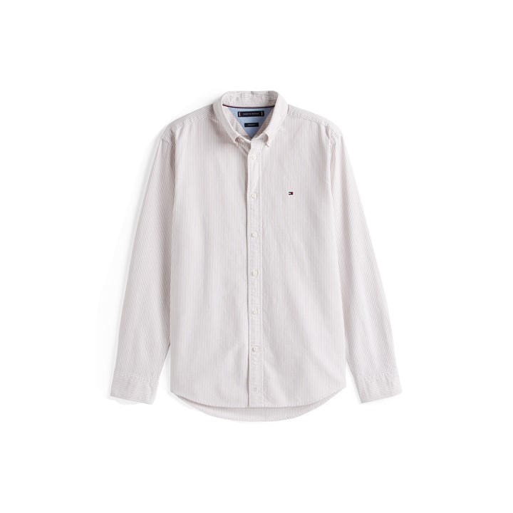 Tommy Hilfiger Men's Beige Core 1985 Flex Oxford Stripe Shirt 2XL