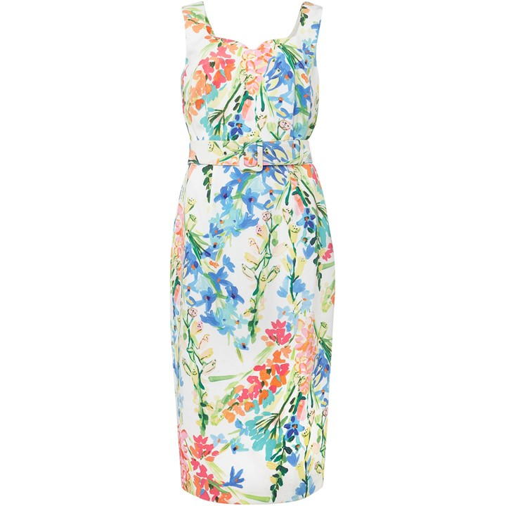 Phase Eight Serina Floral Midi Dress - White