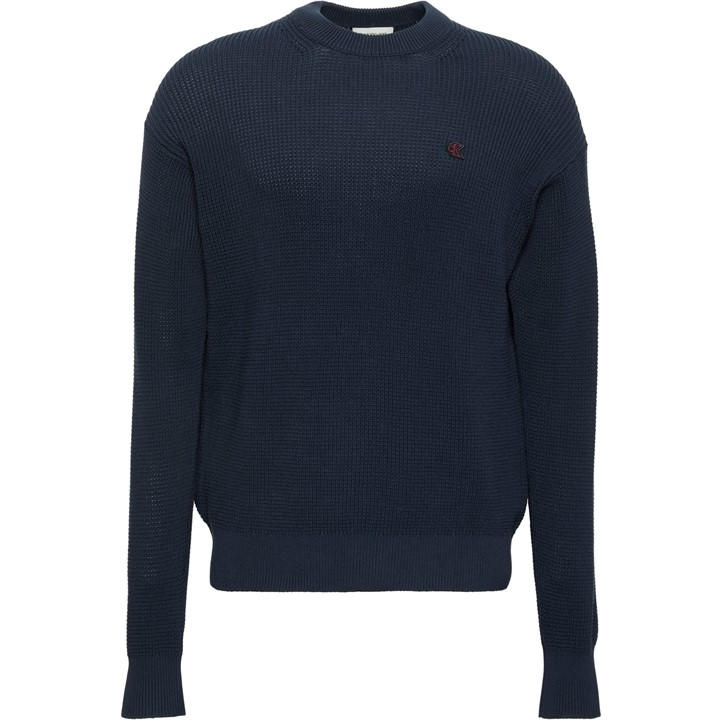 Calvin Klein Jeans Men's Blue Ckj Waffle Crew Neck Jumper