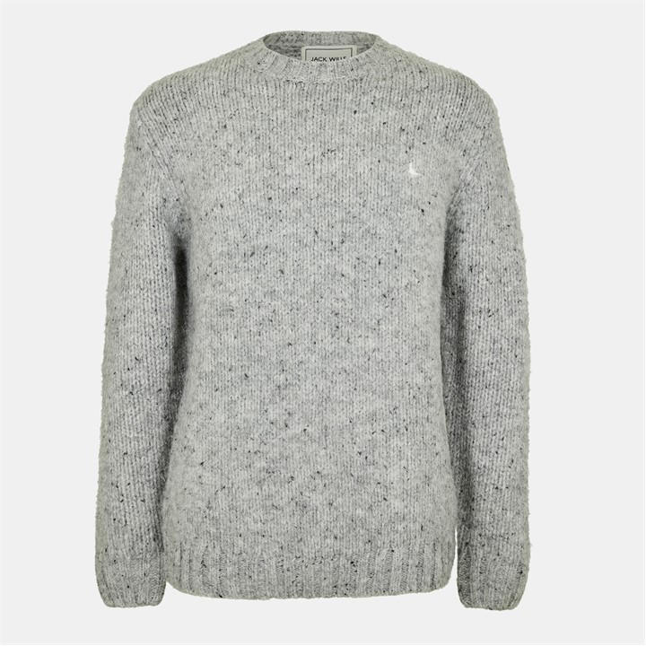 Jack Wills Men's Grey Jumper Drop Shoulder Long Sleeve Knitted Pullover Sweater Tops