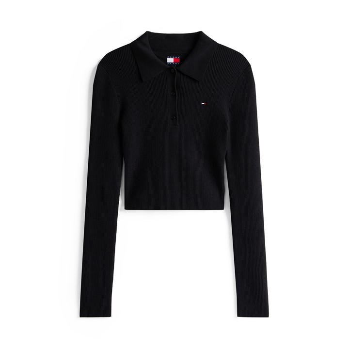 Tommy Jeans Women's Black Tj Polo Knit Ld54