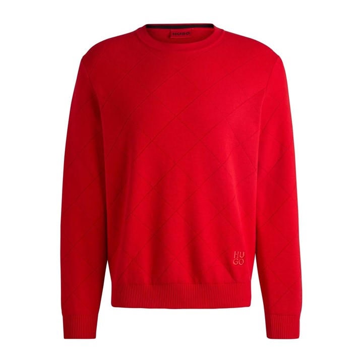 HUGO BOSS SYMOND KNITTED SQUARE PATTERN SWEATER