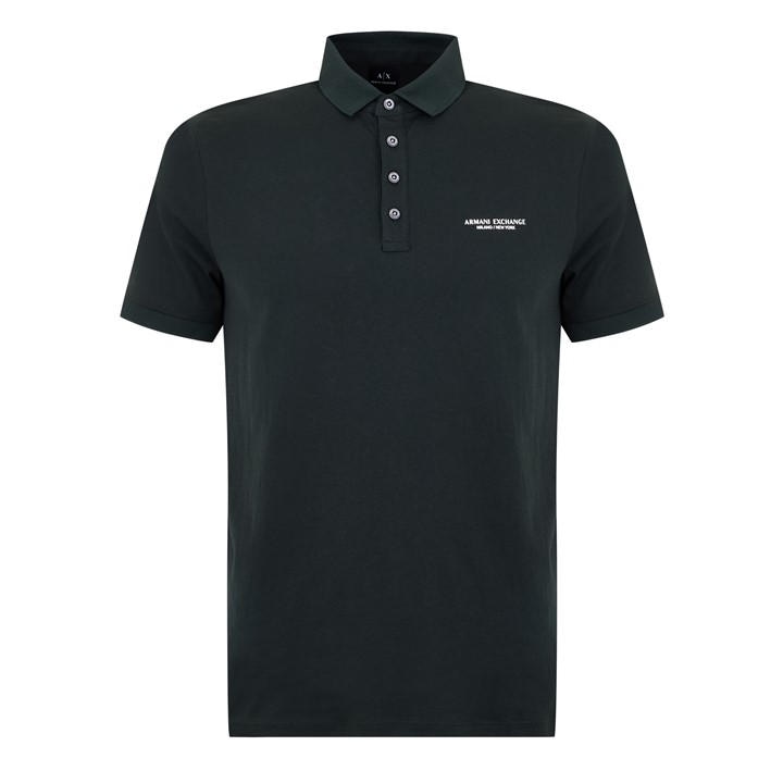 Armani Exchange Men's Green Jersey Cotton Polo Shirt Large