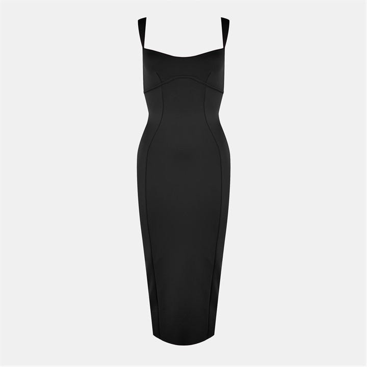 GOOD AMERICAN Women's Sweetheart Midi Bodycon Dress - Black