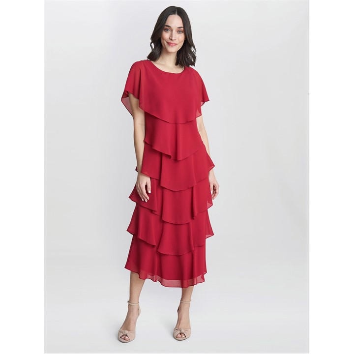 Gina Bacconi Women's Tessa Midi Tiered Cocktail Dress