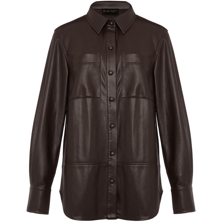 Phase Eight Aphia Faux Leather Shacket - Purple