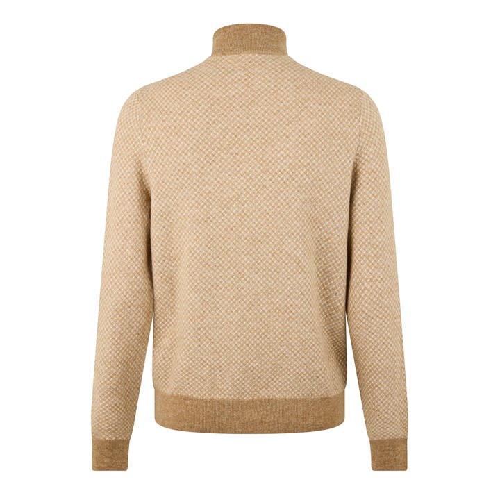 Med Beige 260 - Boss - Quarter-Zip Knitted Cotton Sweater