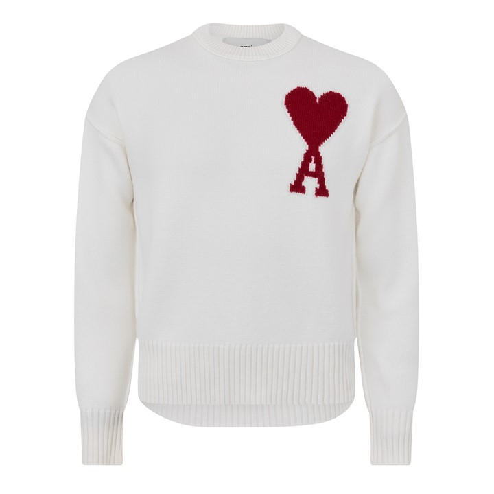 Ami Paris Men's White De Coeur Sweatshirt Small